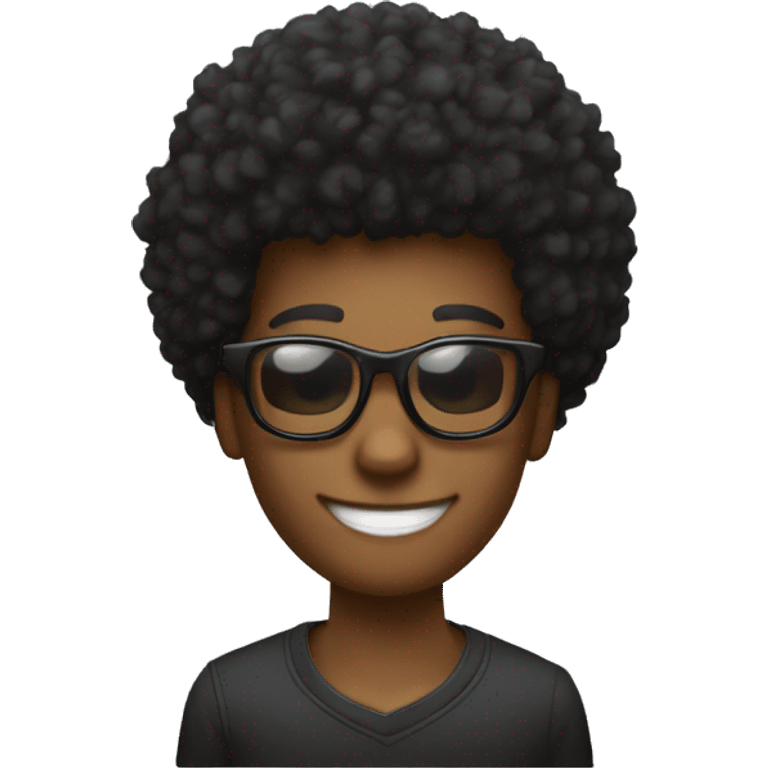 Garçon noir avec des cheveux afro, avec des lunettes de soleil et un sourire charmeur emoji