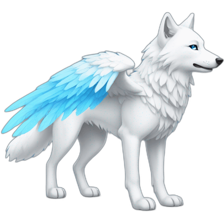 Whitelightblue wolf with wings emoji