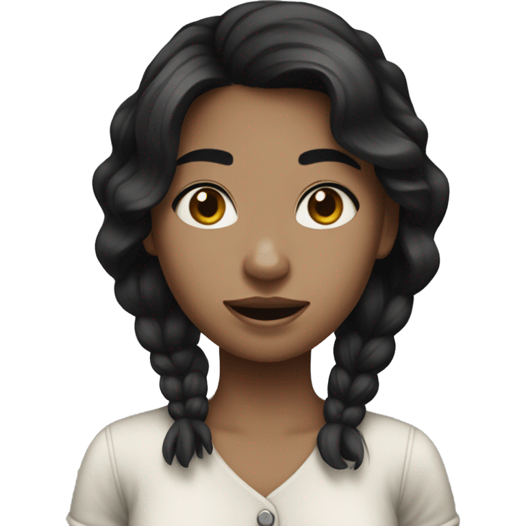 Farm girl with black hair and white skin emoji