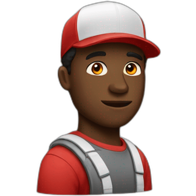 Black Guy with red ansñd with cap emoji