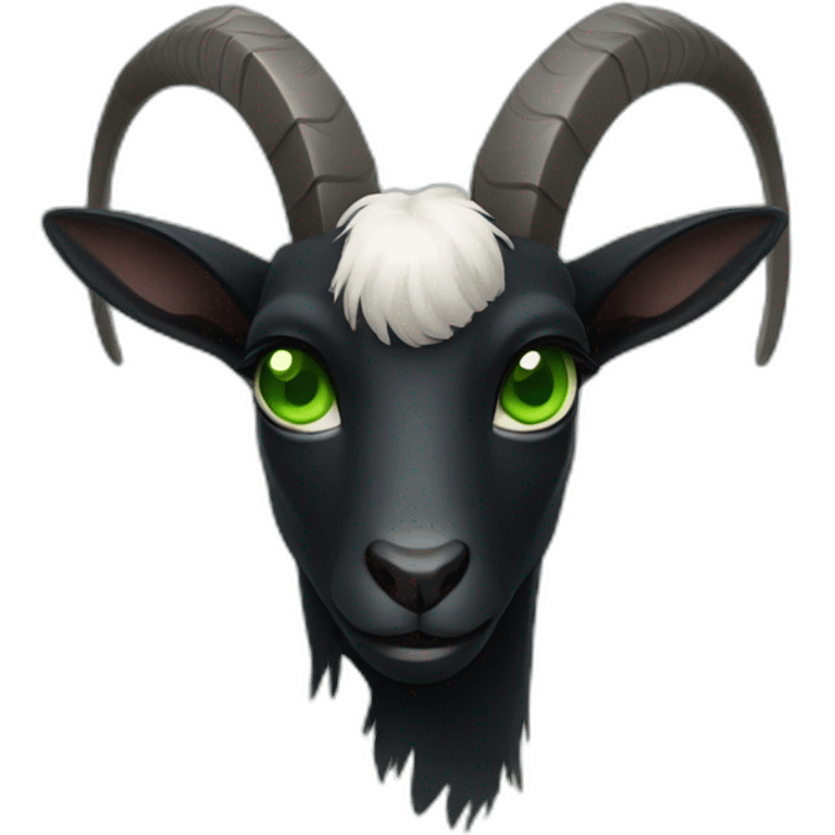 black goat with green eyes emoji