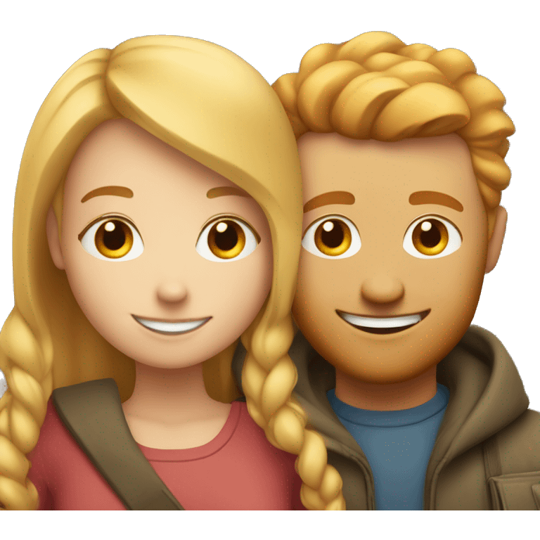 couple hug with warm smiles blonde girl and ginger man  emoji