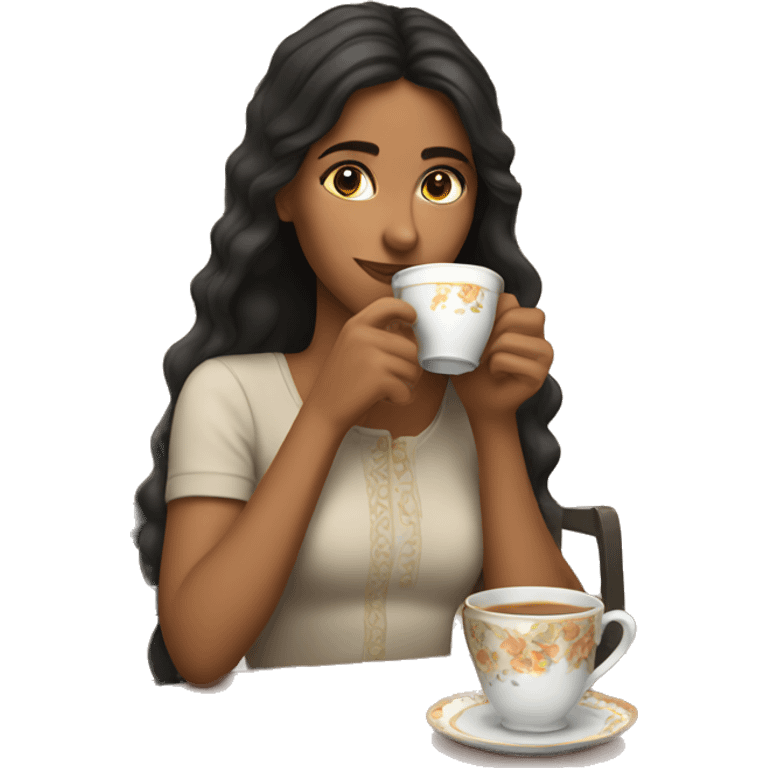 Spanish Girl sipping tea emoji