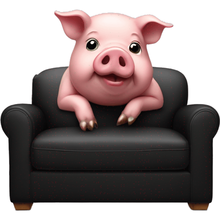 Pig on black sofa emoji