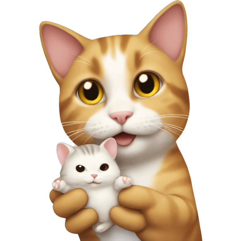 Cat holding a hamster emoji