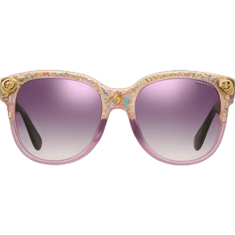 Realistic Dolce and Gabbana sunglasses with colourful pastel ornament and golden detais  emoji