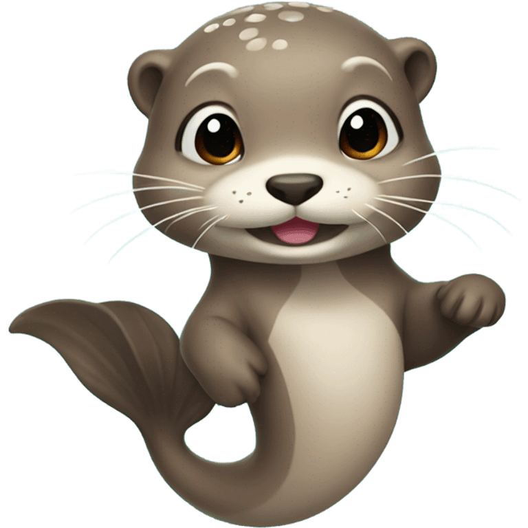 A cute and happy otter face wear mermaid emoji