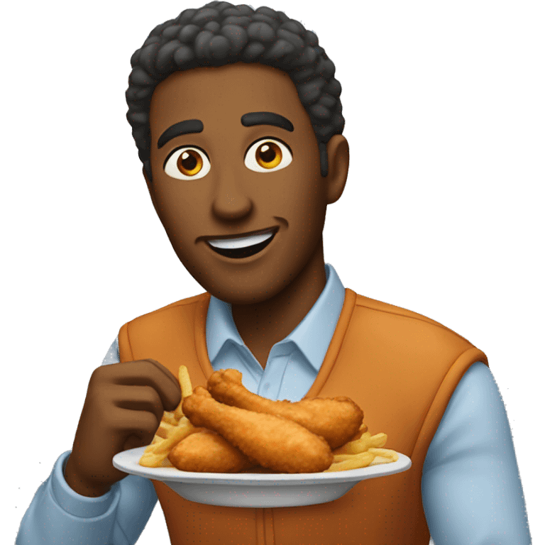 Man eating chicken tenders emoji