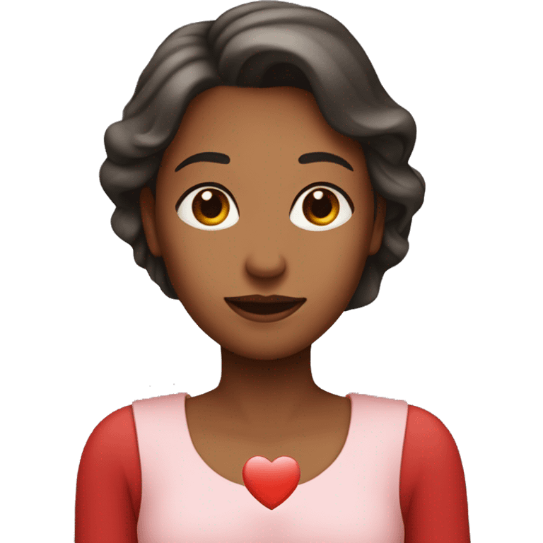 A woman has a medium-sized red heart in her hand emoji