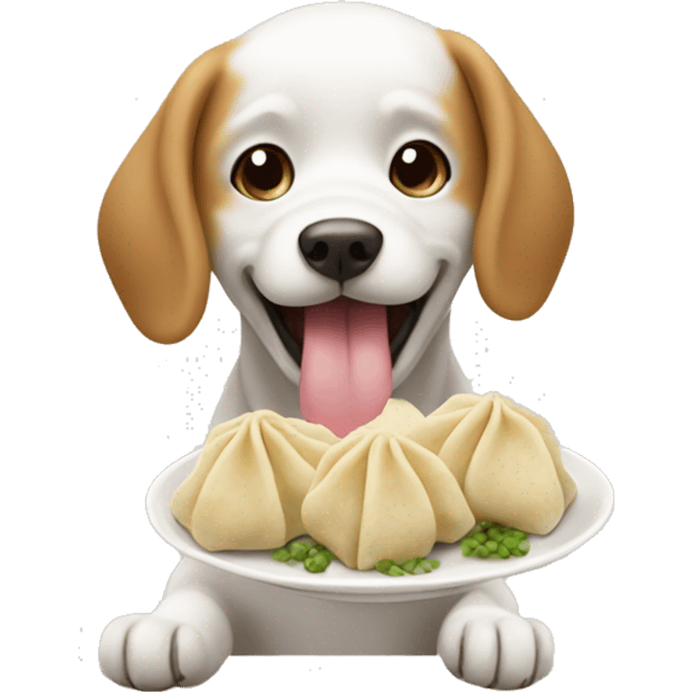 dog eating dumplings emoji