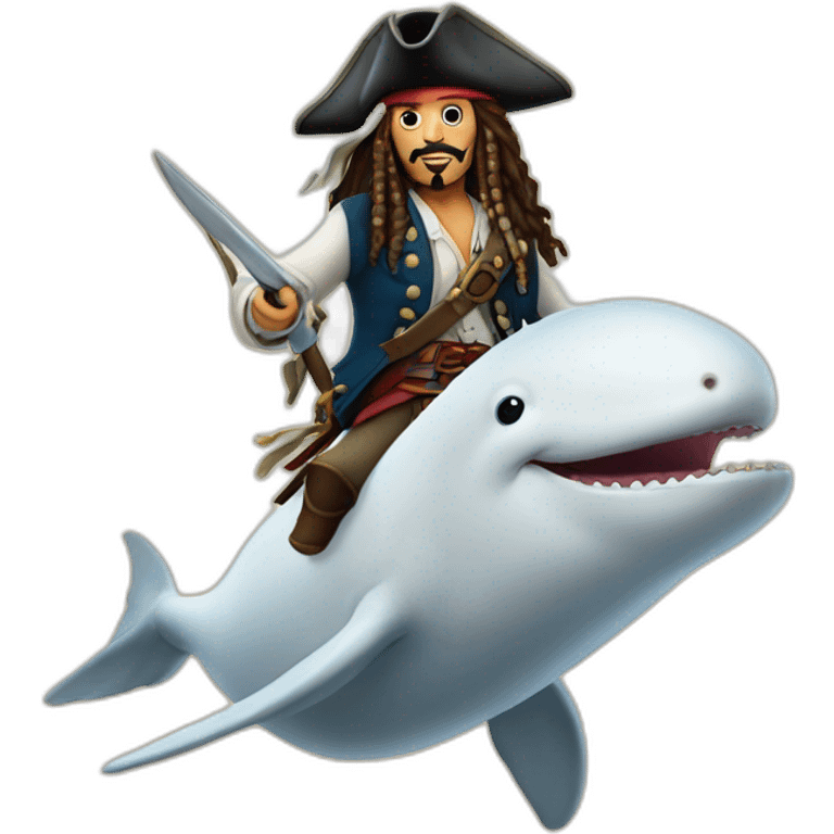 Jack Sparrow riding a Beluga emoji