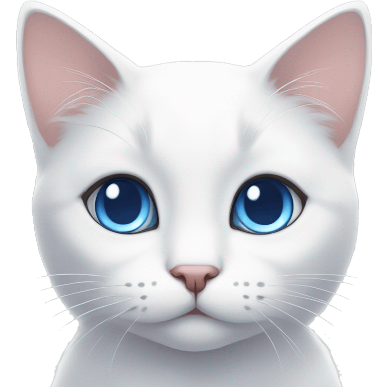 Cute gorgeous white cat with blue eyes sona emoji