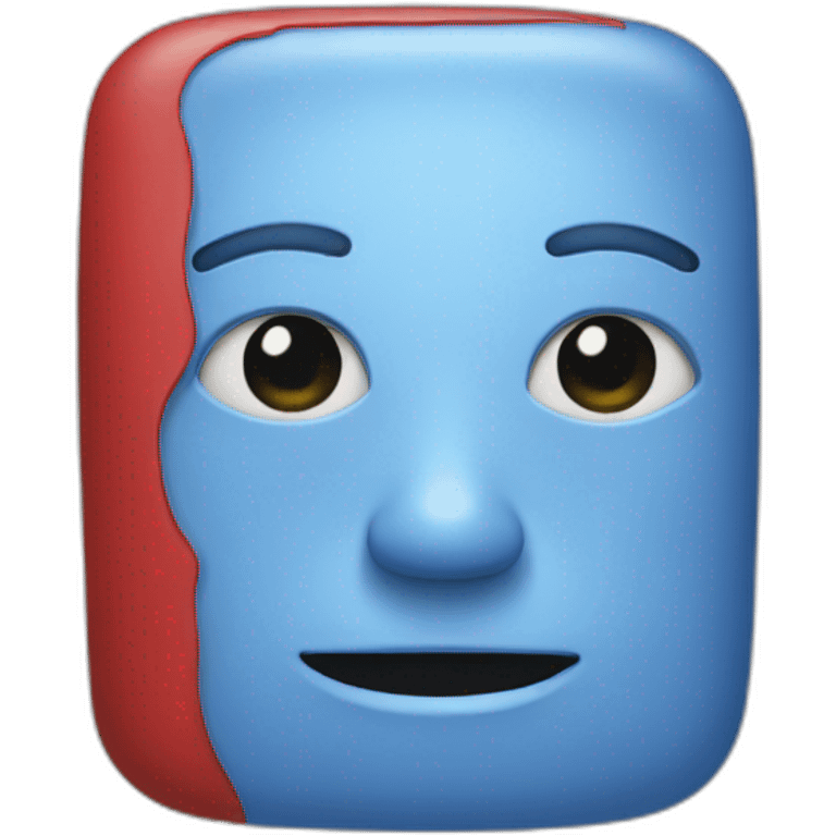 Red and blue square with face emoji