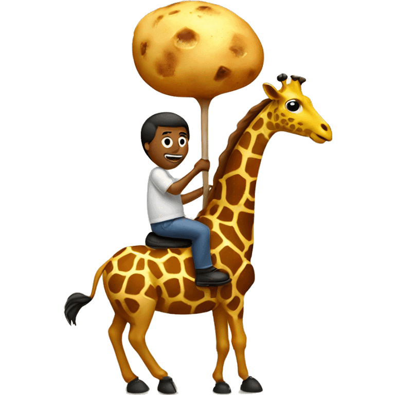 a potato riding a giraffe  emoji