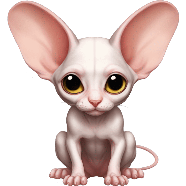 Cute Bat-Winged Sphynx-Rat-Mouse-Hybrid full body emoji