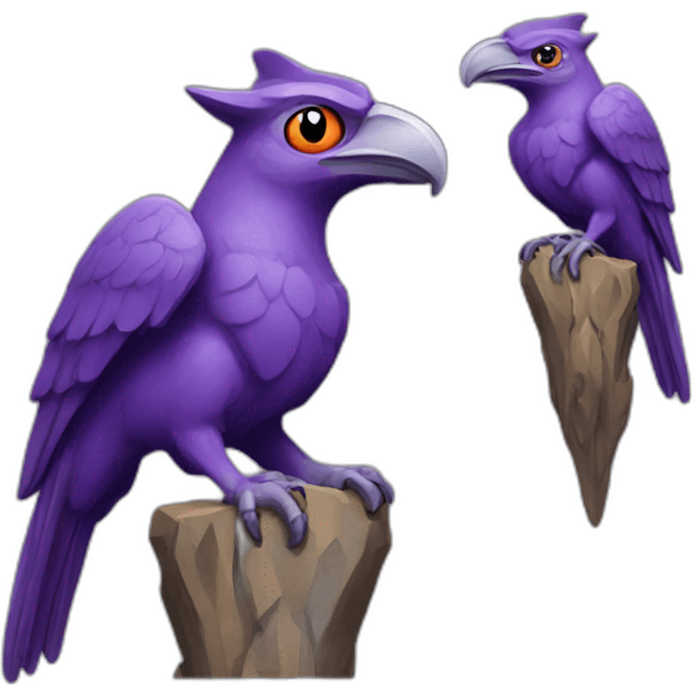 purple gargoyle with woodpecker peak emoji