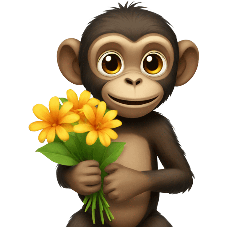 Monkey holding flowers emoji