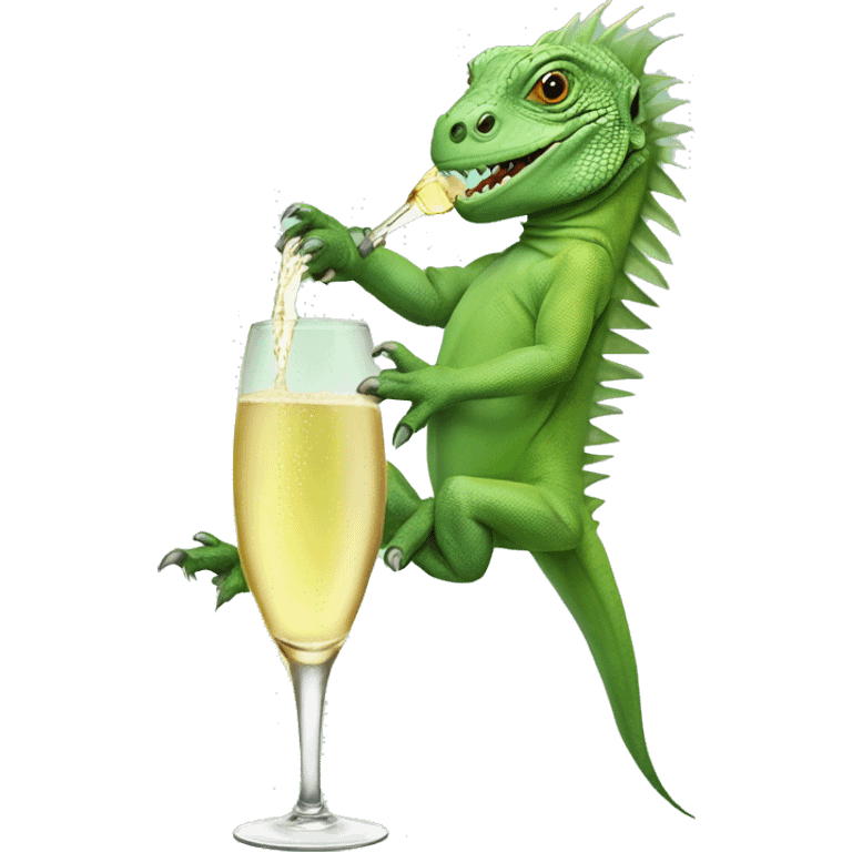 Iguana drinking champagne  emoji