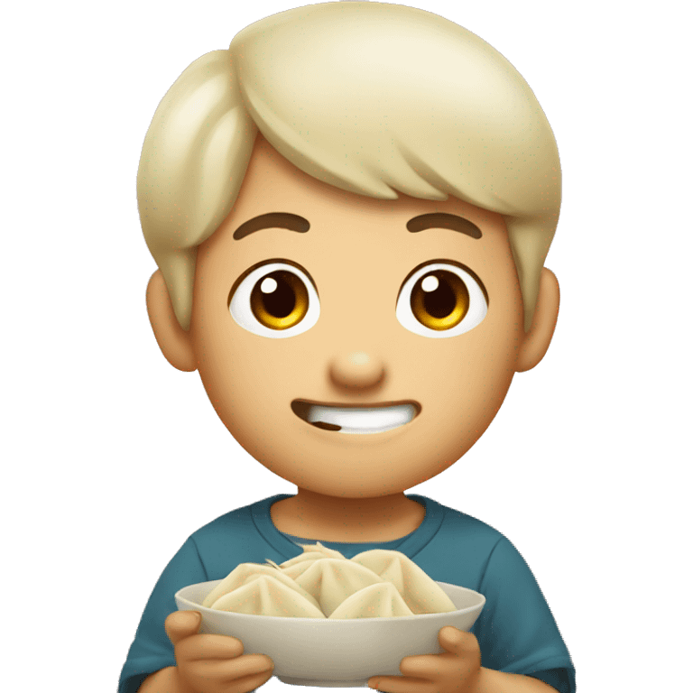 asian boy eating dumpling emoji