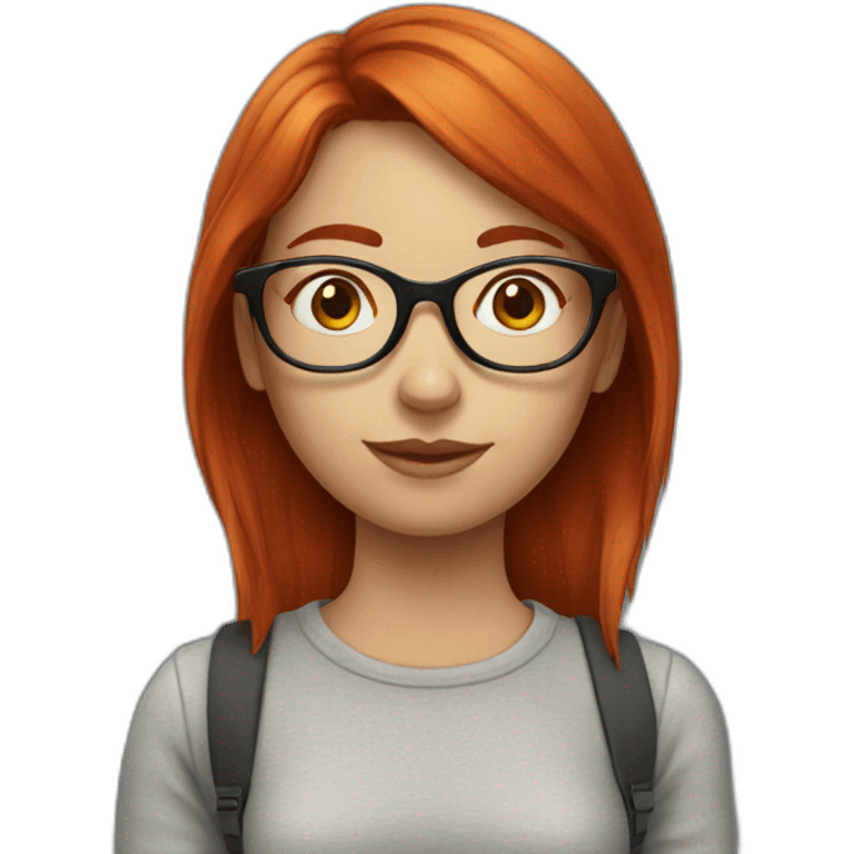 Redhair girl nerd with glasses emoji