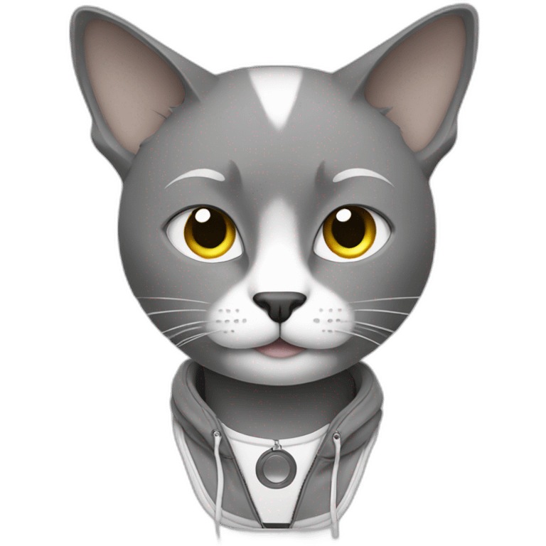 Dj cat grey and white emoji