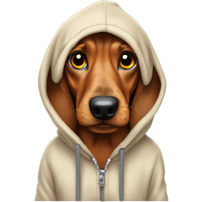 Teckel dog wearing a hoodie emoji