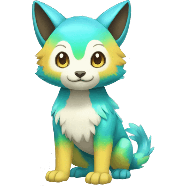 Cute cool shiny colorful animal hybrid Fakemon full body emoji