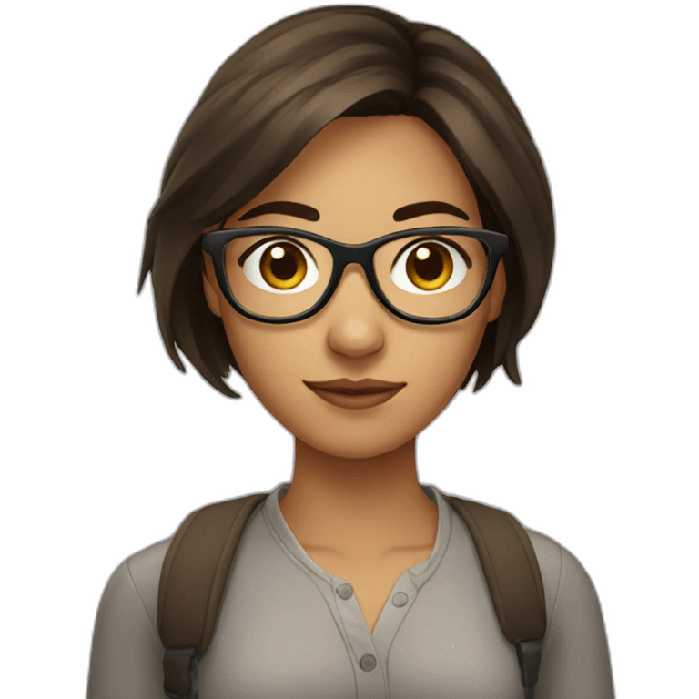 Colombian young woman , with glasses and straight brown hair down to her shoulders emoji