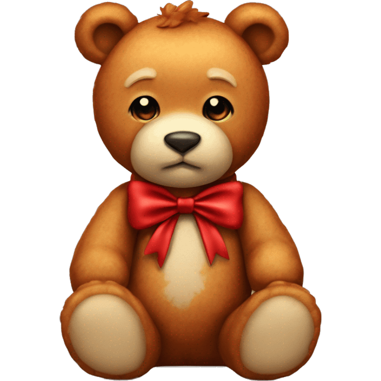  ginger teddy bear red bow on neck full body  emoji