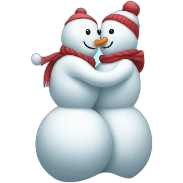 full body two snowmen kiss hug emoji