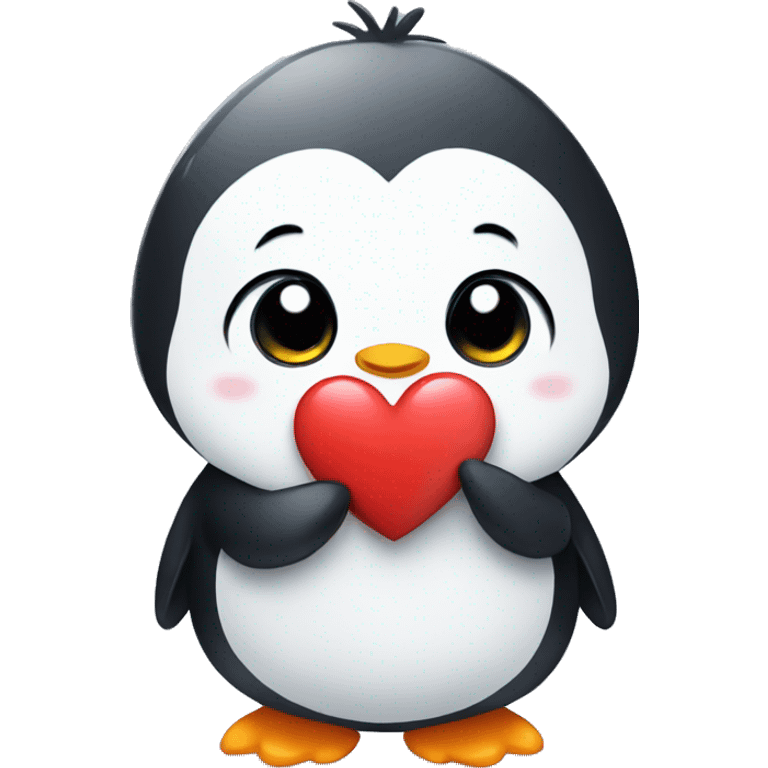 Cute penguin with heart emoji