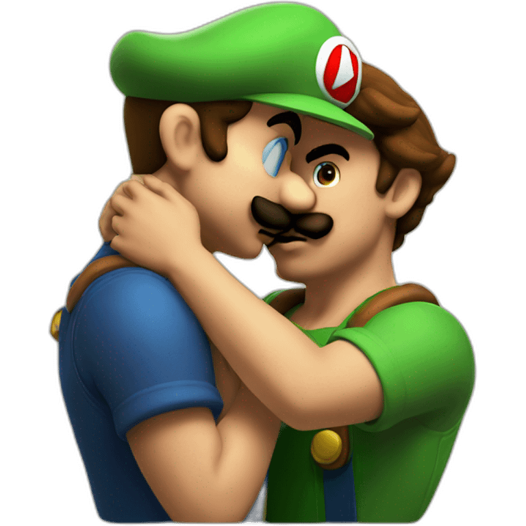 Mario Kissing Luigi emoji