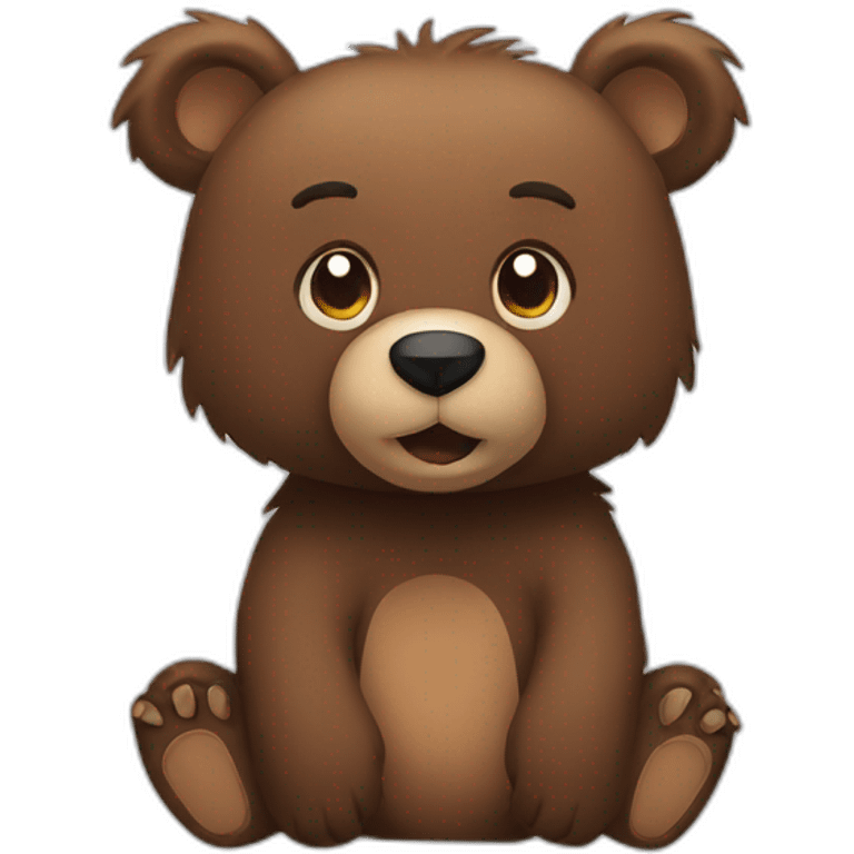 Grizzly bear cute party emoji