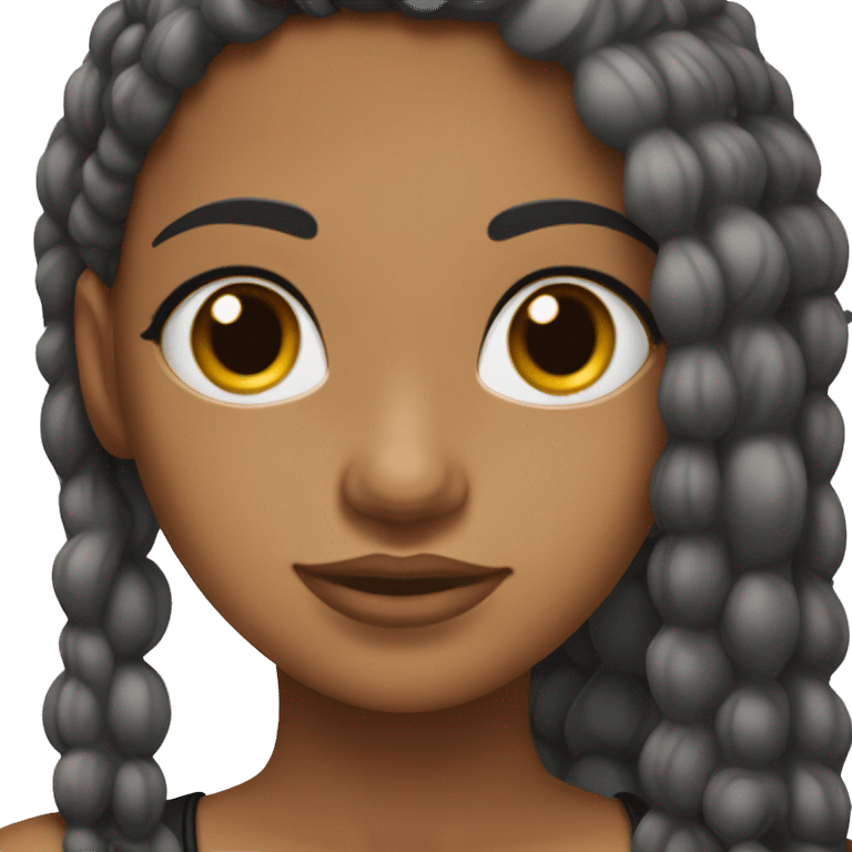 chica blanca de pelo negro por debajo de los hombros con frente amplia y ojos negros emoji