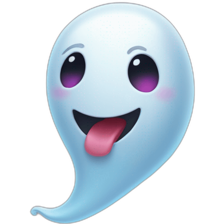 a funny little ghost who sticks out his tongue emoji