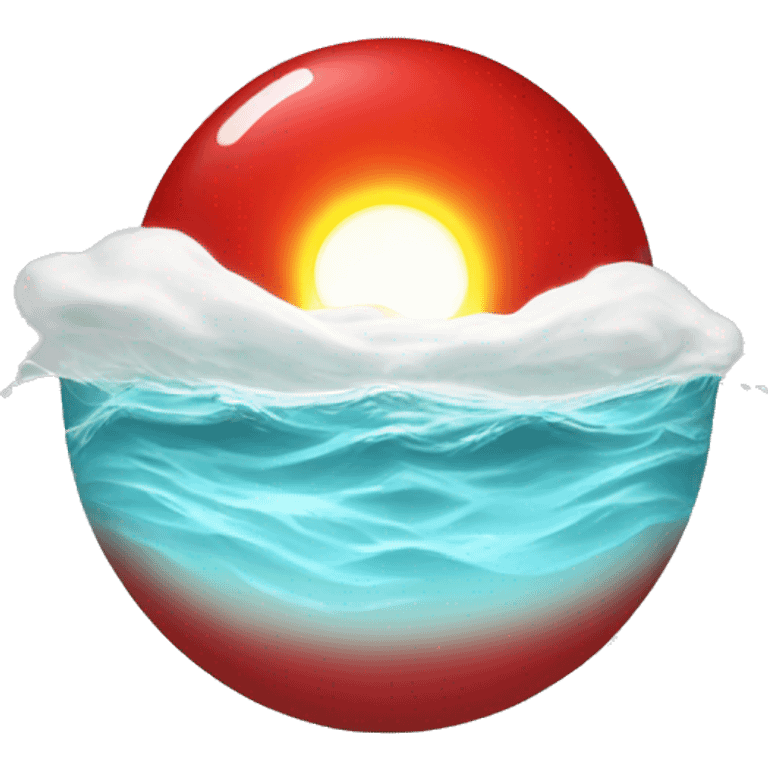 red water with a bright white sun over it emoji