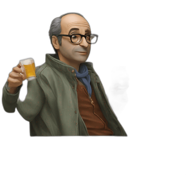 Godard avec une bière emoji