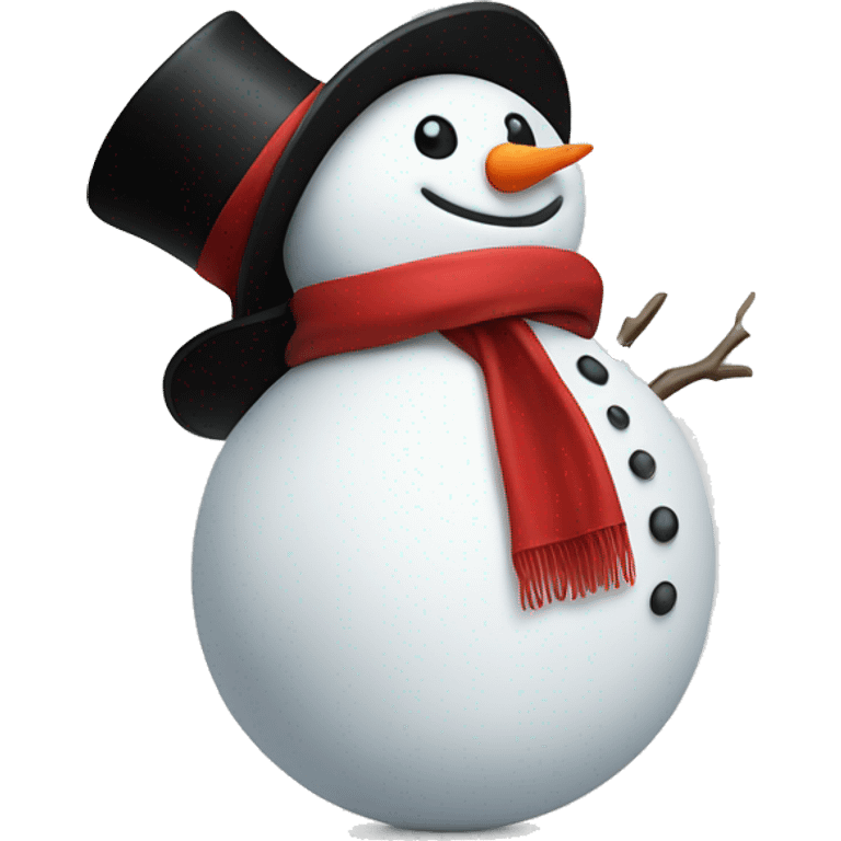 cute white snowman with a red scarf and a black top hat emoji