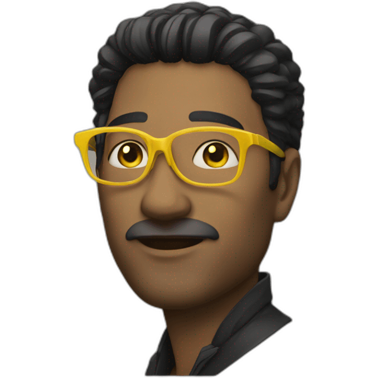 Man with yellow tinted glasses and black hair  emoji