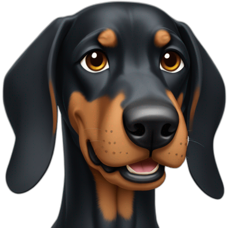 doberman with blant emoji