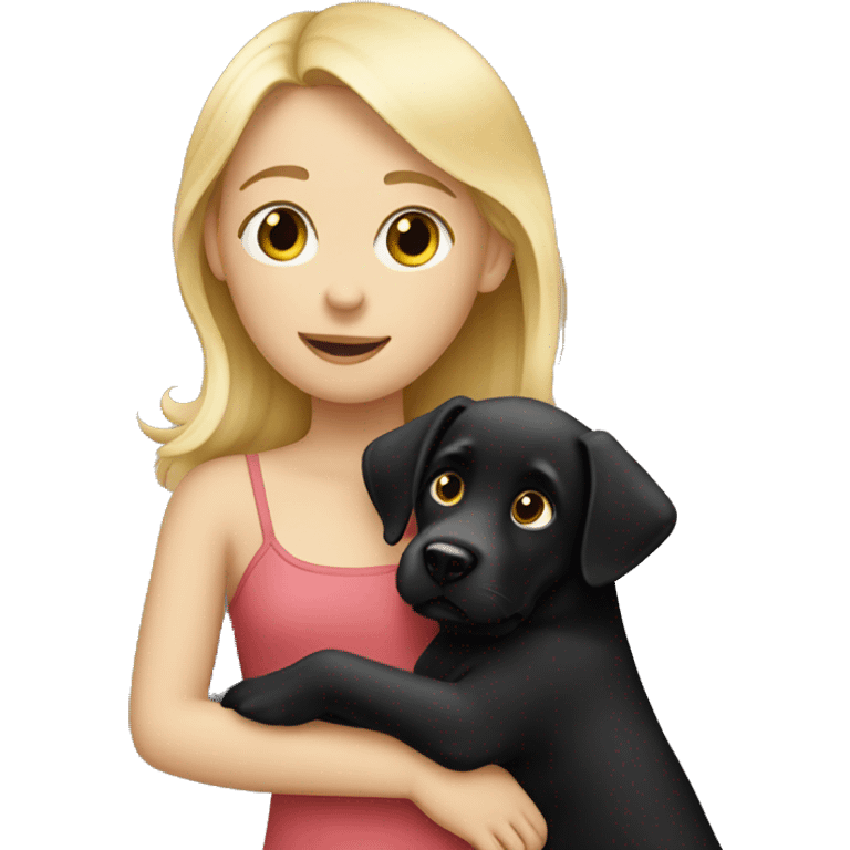 blonde girl hugging black Labrador  emoji