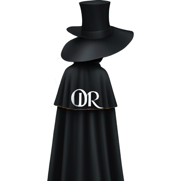 back profile of black magician, cape that says Dior, Dior logo on the cape emoji