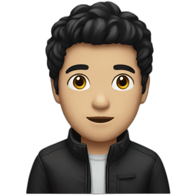 boy with black hair in a black jacket emoji