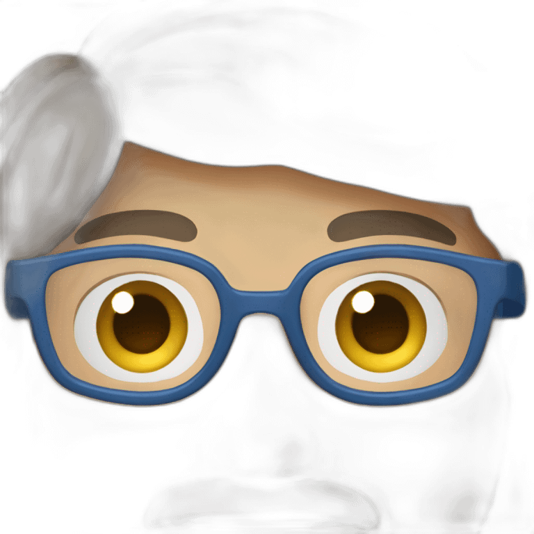 Homme aux yeux bleu portant lunette et cheveux châtain foncé emoji