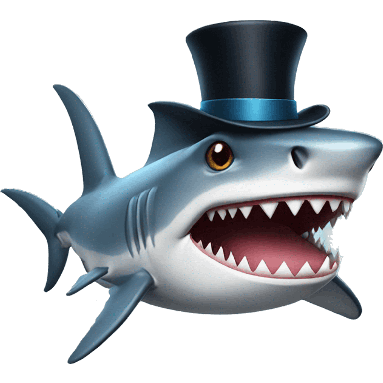 Shark with a top hat emoji