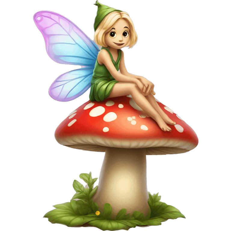 fairy perched on a toadstool emoji