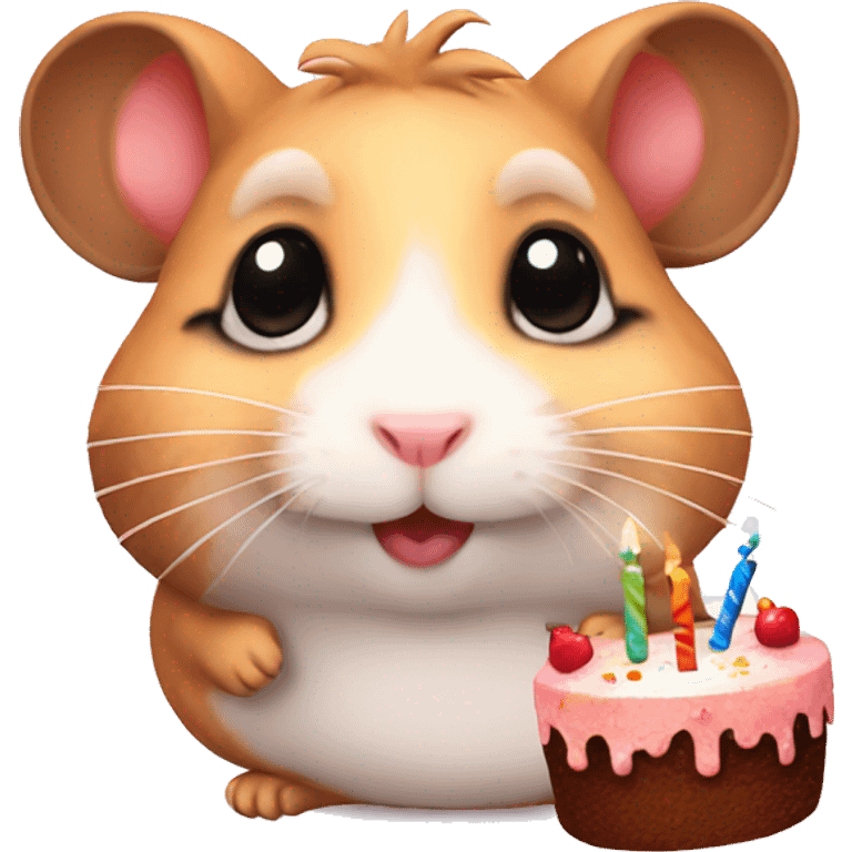 Hamster with a birthday cake  emoji