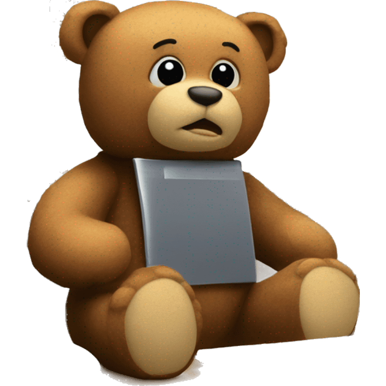 teddy bear with computer in front emoji