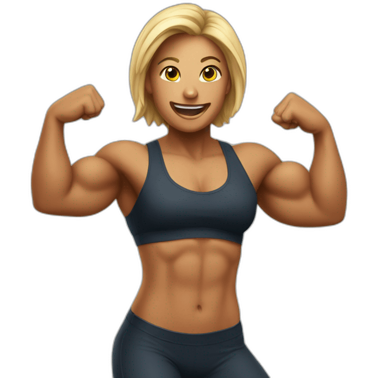 Gigached posing for fitness competition emoji