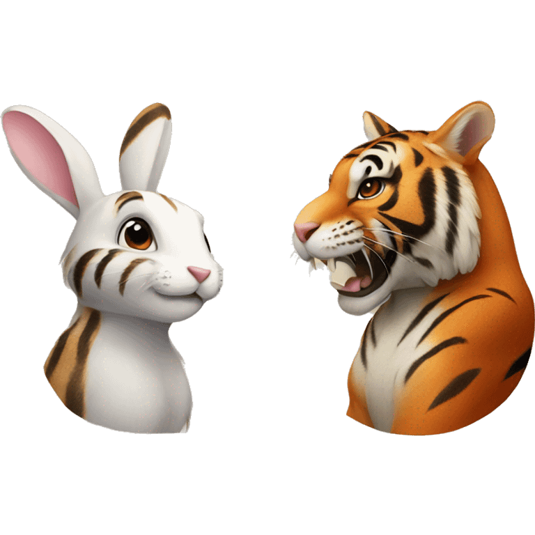 Rabbit and tiger couple emoji